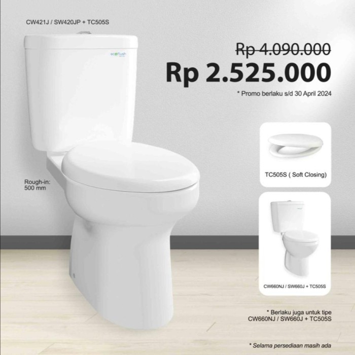 PROMO Kloset Duduk TOTO CW421J/SW420JP+TC505SW (white) CW421 CW421J