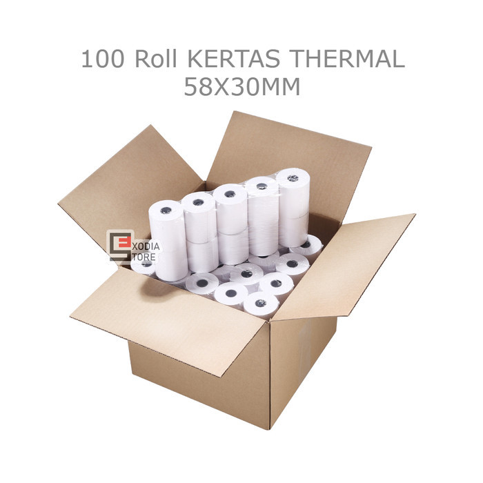 

TERBARU! Paket Kertas Thermal Struk 58mm ukuran 58x30mm isi 100 Roll / 1 Dus