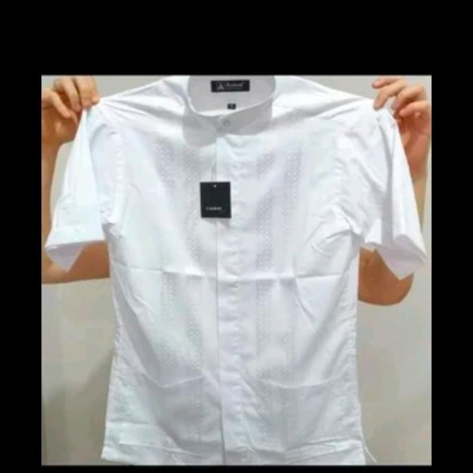baju koko alisan kemeja pria lengan pendek reguler putih Terlaris