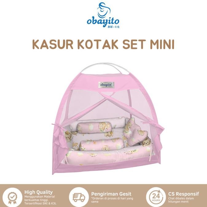 Obayito Kasur Kotak Bayi Set Kelambu Mini terbaik