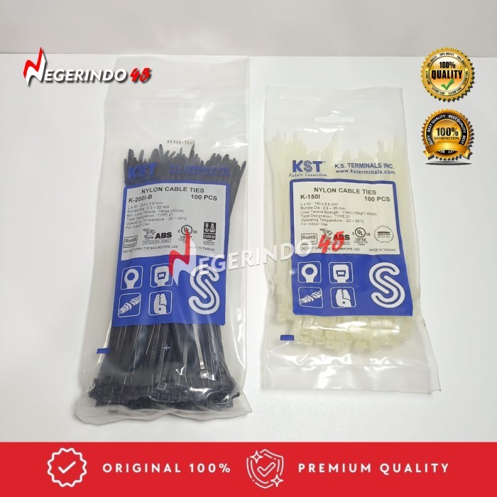 

KST KABEL TIS 100 150 x 2.5 3.6 CABLE TIE TIES TAIWAN / PENGIKAT KABEL