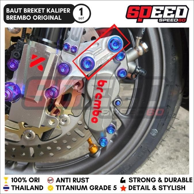 Titanium Probolt Baut Breket Kaliper Brembo Original Grade 5 King Nut
