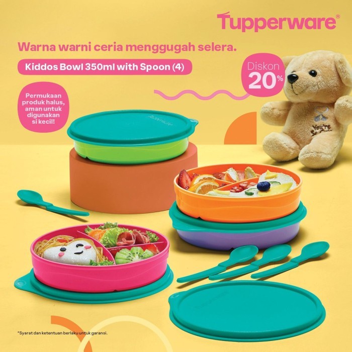 kiddos bowl tempat makan sekat 3 tupperware anak TK SD kotak makan anak sekolah