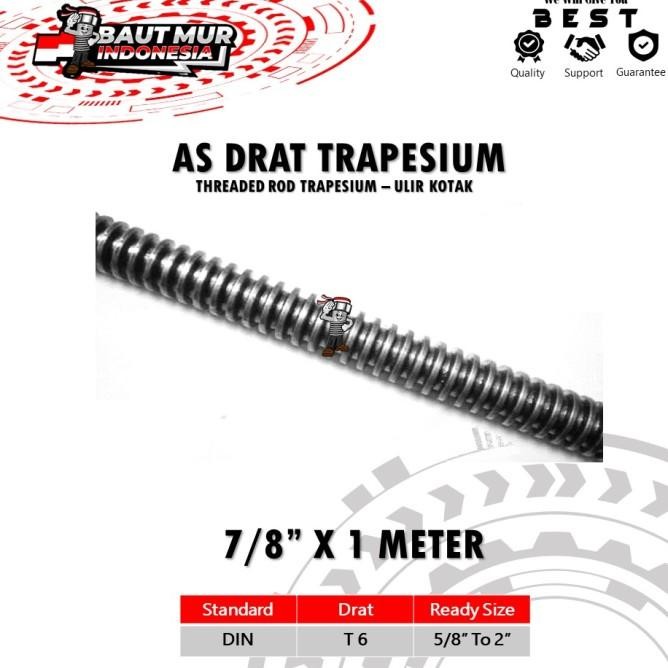 Murah As Drat Trapesium Ulir Kotak Asdrat Pintu Air Carbon Steel 7/8"