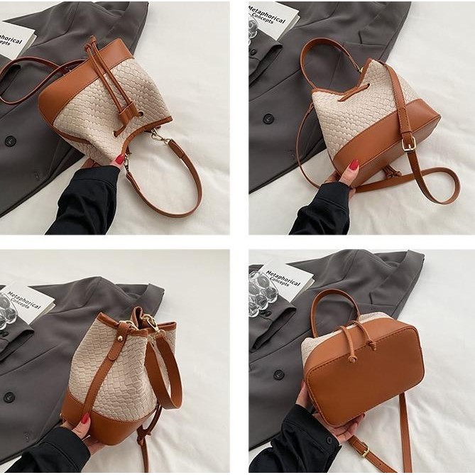 Murah Sling Bag Gd58227 Tas Selempang Serut Wanita Motif Anyam Cantik Import