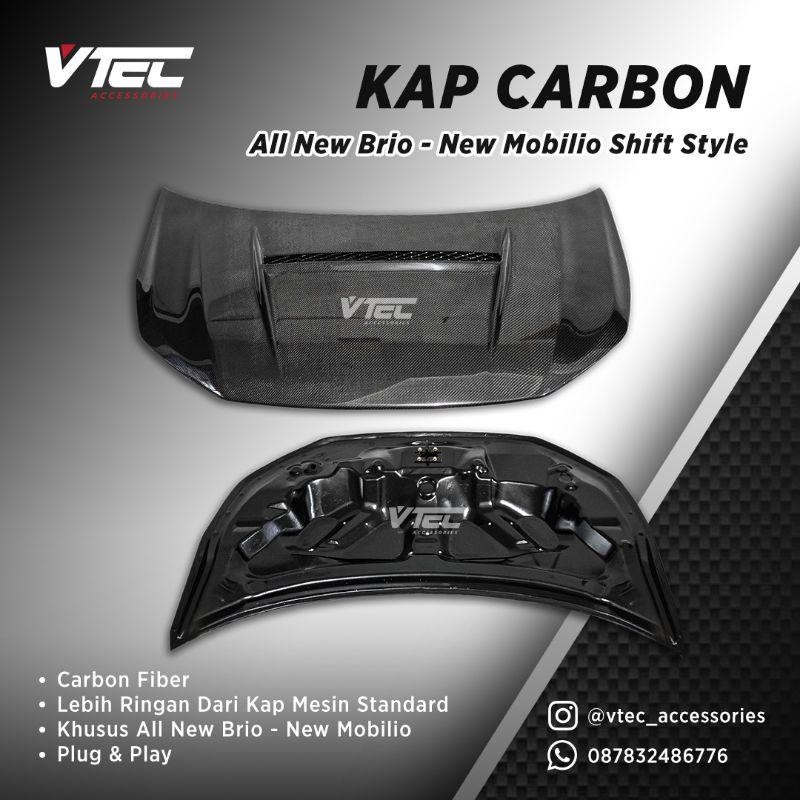 Kap Mesin Carbon All New Brio New Mobilio Shift Style