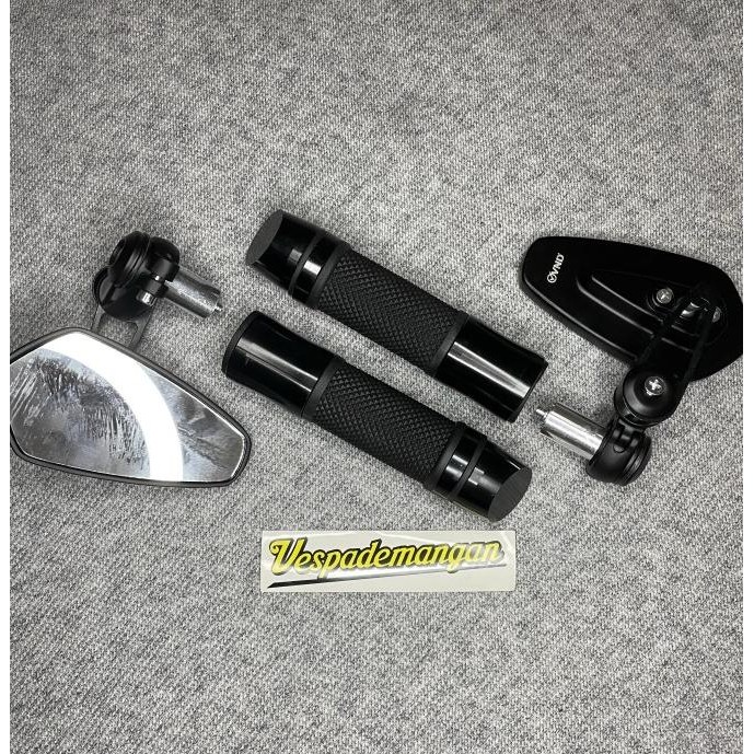 Handgrip Rep Rhizoma+ Spion Barend Oval VND Black VESPA AEROX NMAX DLL