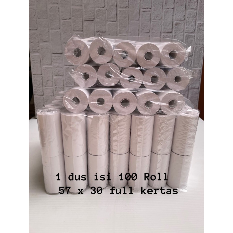 

(ISI 100roll) Kertas Kasir Thermal Paper Roll 57 x 30 / 57x30 polos