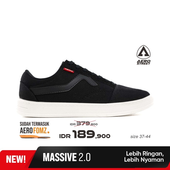 Aerostreet 37-44 Massive Low 2.0 Hitam Hitam -Sepatu