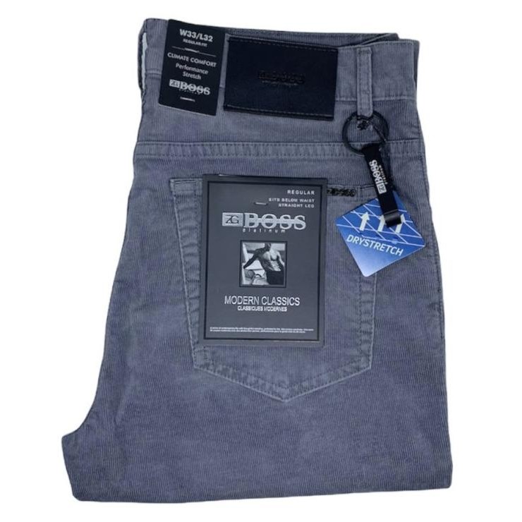 Celana Pria Corduroy Stretch ZG BOSS Grey - Regular Fit Terlaris