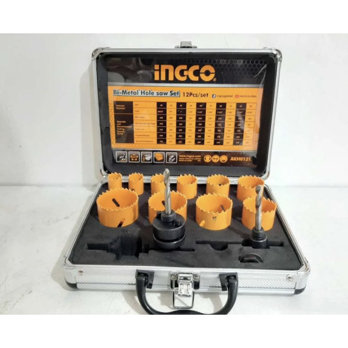 Akh0121 12Pcs Hss Bi-Metal Holesaw Hole Saw Besi Metal Inox Set Ingco