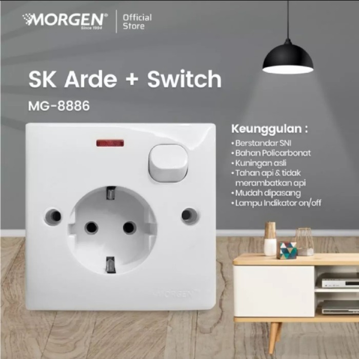 TERBATAS MORGEN MG-8886 STOP KONTAK ARDE + SAKLAR ENGKEL MORGEN ENGKEL STOP SNI