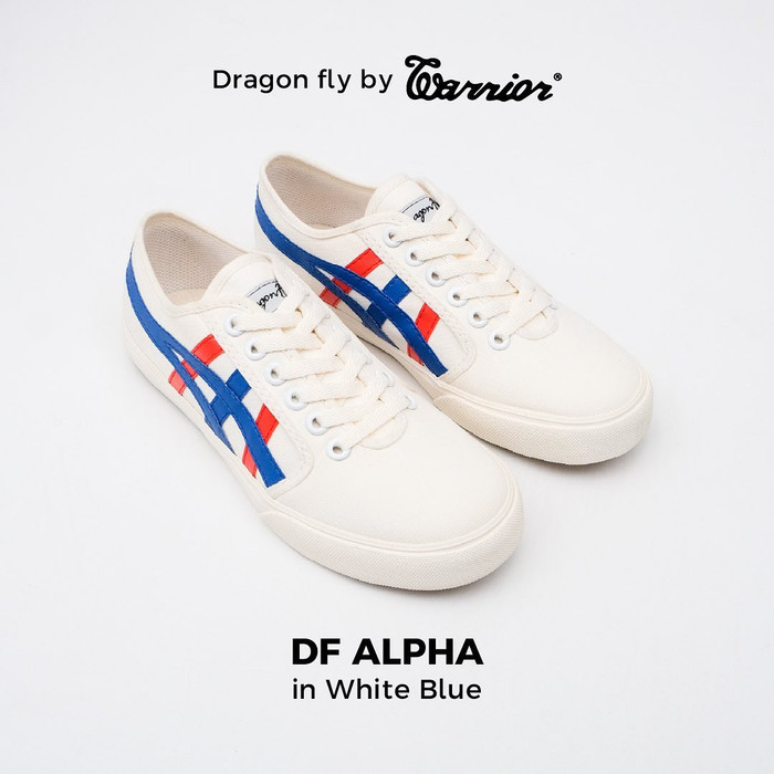Sepatu Warrior Dragonfly Alpha White Blue Sneakers Shoes Putih Biru