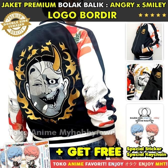Jaket Smiley Angry Tokyo Revengers Bomber Sukajan Anime Cover Version Terlaris