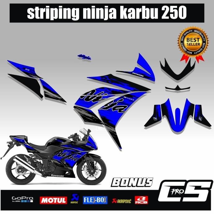 Striping Ninja 250 Karbu / Stiker Decal Ninja250 Carbu / List Variasi Motor Kawasaki Ninja 250 Karbu
