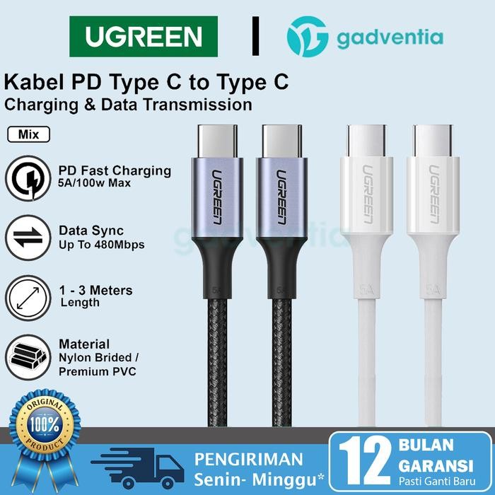 

SALE TERLARIS UGREEN KABEL CHARGER DATA PD TYPE C TO TYPE C 5A FAST CHARGING 100W UNTUK SAMSUNG S21