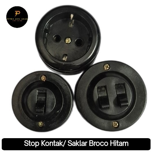 LIMITED EDITION Stop Kontak / Saklar Engkel / Saklar Seri Outbow Broco Hitam Bulat / Broco Jadul