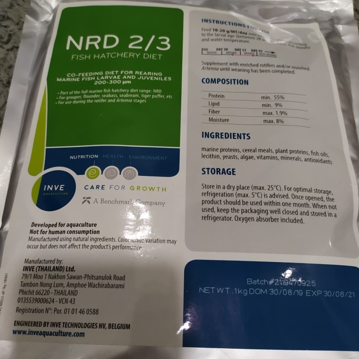 PELET NRD 2/3 1KG BY INVE