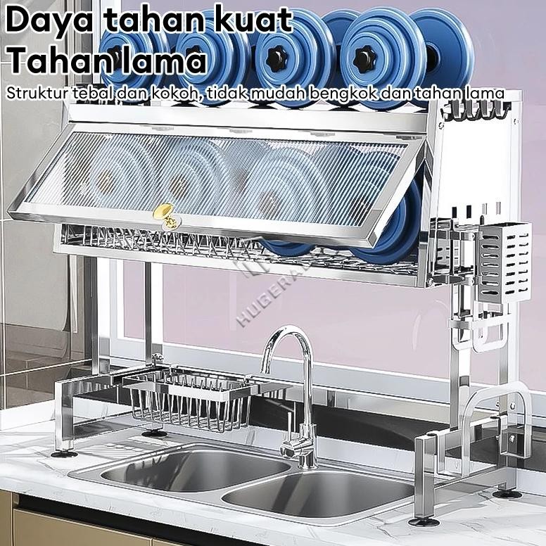 Rak Piring Wastafel Rak dapur stainless Steel Rak pengering piring Rak wastafel Dapur Rak cuci pirin