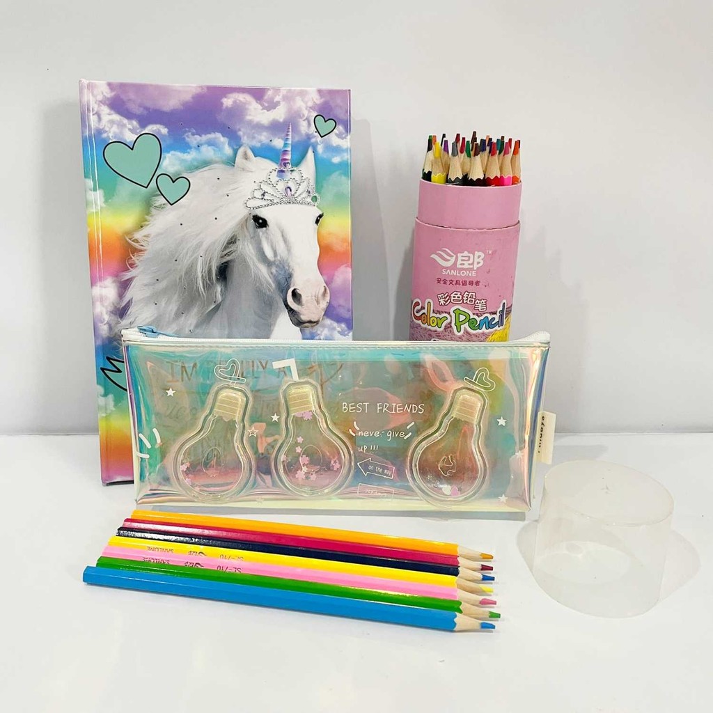 

RUMAUMA Paket Alat Tulis Sekolah Murah Pensil Warna Pencil Case Buku