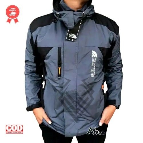 JAKET TNF ABU HITAM MURAH JAKET OUTDOOR GUNUNG PRIA HIKING SEPEDAHAN