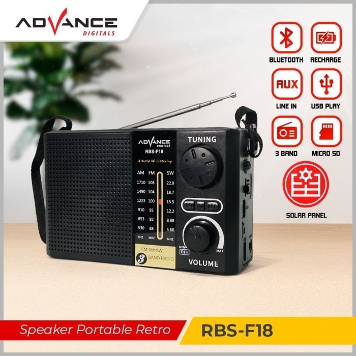 Gratis Ongkir+CODAdvance Speaker Radio Lampu Senter LED RADIO FM support 3 BAND ,FM, AM, SW F18