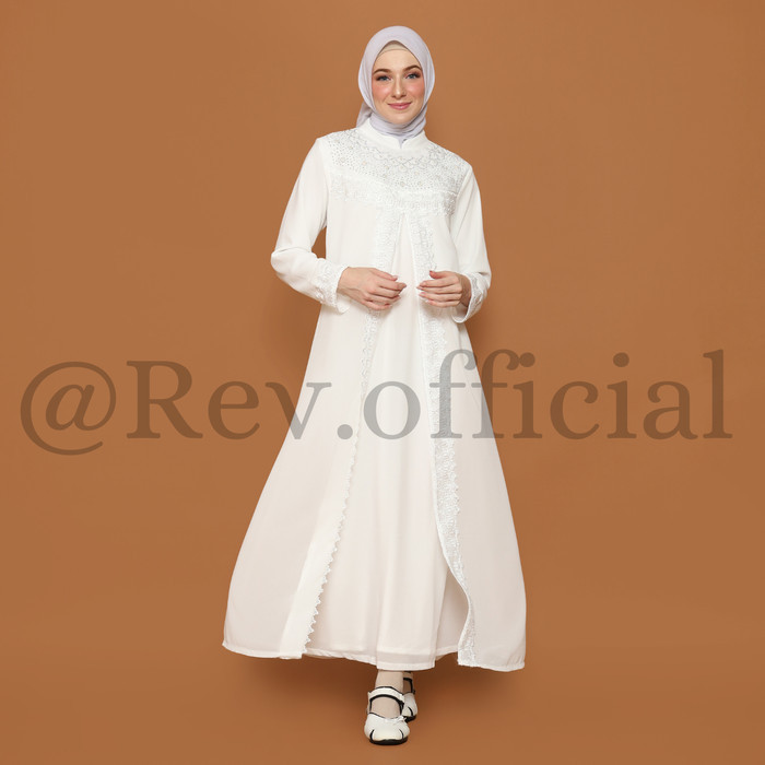 Gamis Putih Umroh Wanita / Gamis Putih Brukat