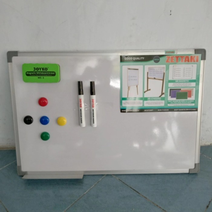 

Papan tulis magnet whiteboard gantung single face ZETTAKI 80x120cm