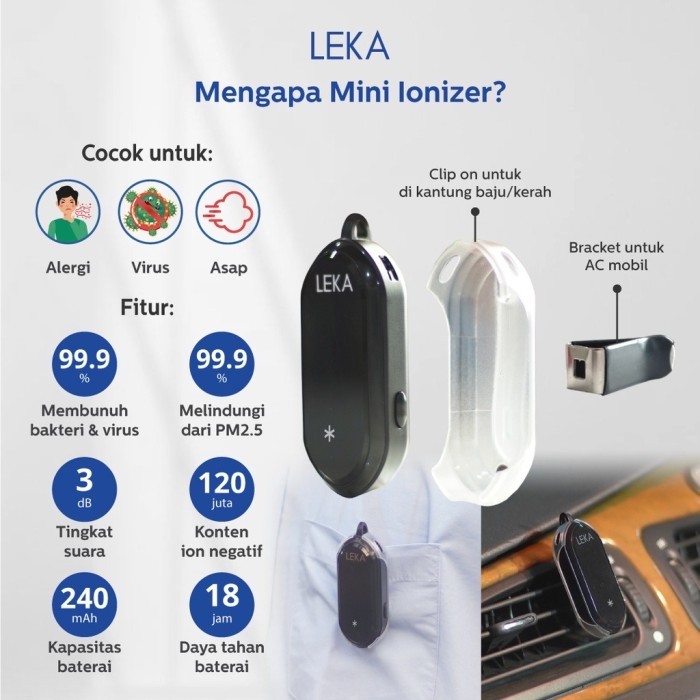 Leka AP7212 Personal Ionizer / Purifier Portable Kalung