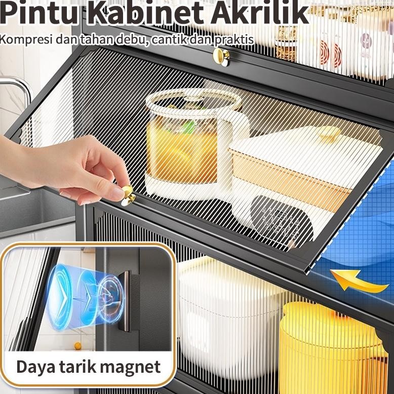 Rak Kabinet Dapur Rak Oven Microwave Rak Penyimpanan Multi-layer Dengan Roda Serbaguna Kabinet