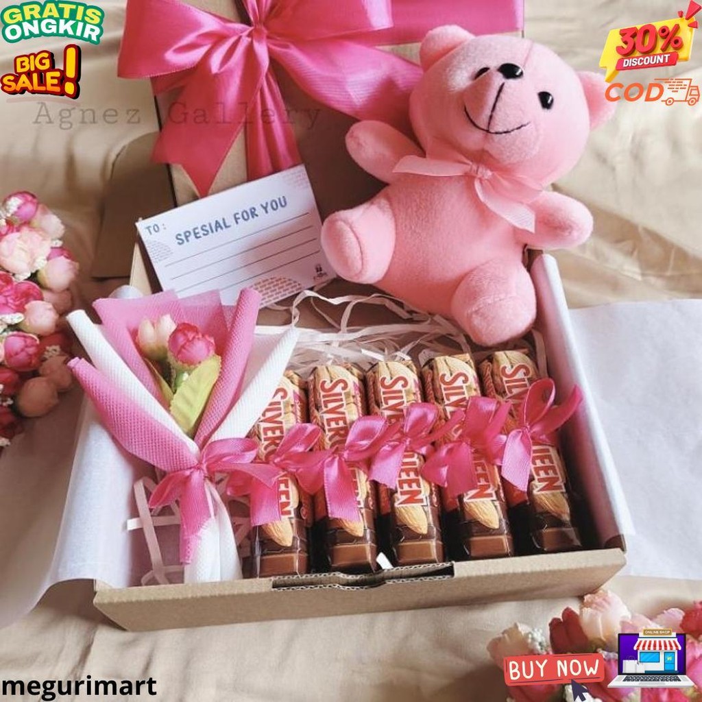 

Hampers Coklat / Hampers Boneka / Kado Valentine / Kado Ulang Tahun / Gift Box / Coklat Silverqueen Chunky D Cod