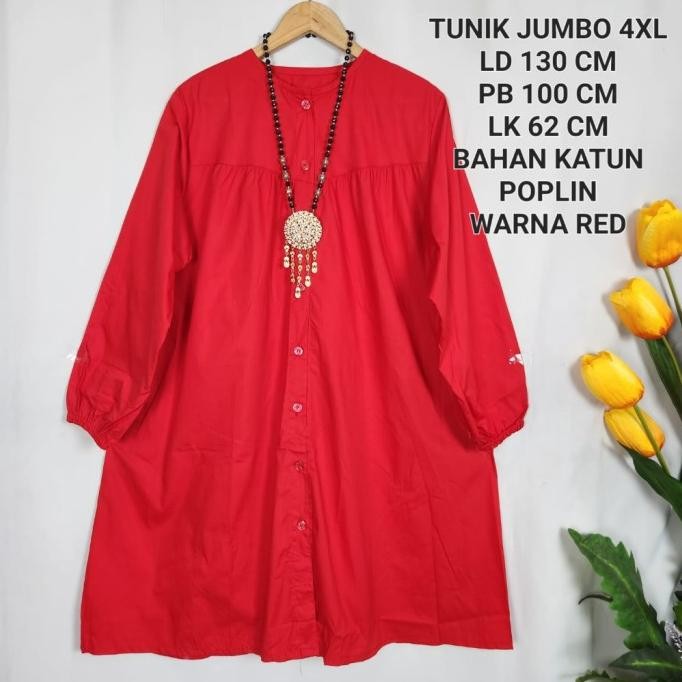 Murah Tunik Jumbo Wanita Ld 130 Cm Warna Merah Putih Koleksi Agustusan