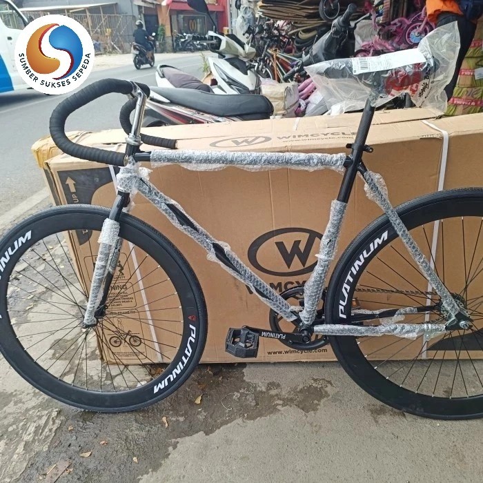 sepeda fixie 700c rem terpedo stang balap frame lokal bahan besi