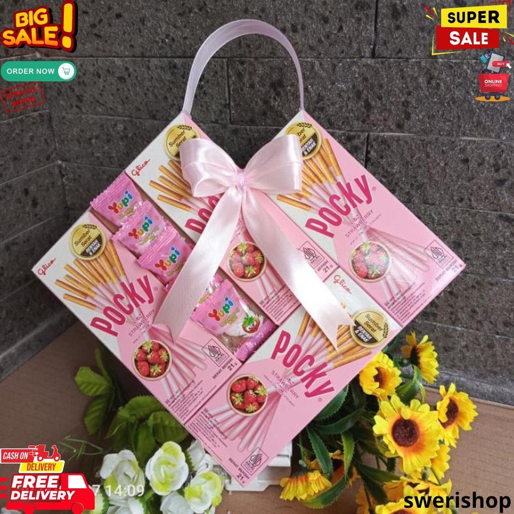 

[ Bisa Cod ] Pocky Love Strawbery + Yupi // Hampers // Kado // Hadiah // Pocky Viral D Best Seller