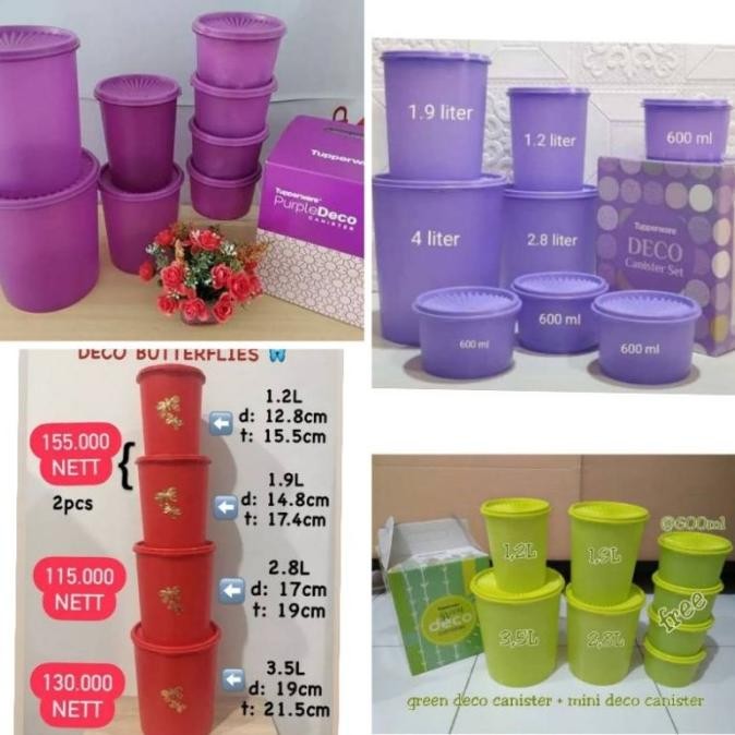 Tupperware Deco Canister Set Ungu Lotus Canister Set Toples Lebaran