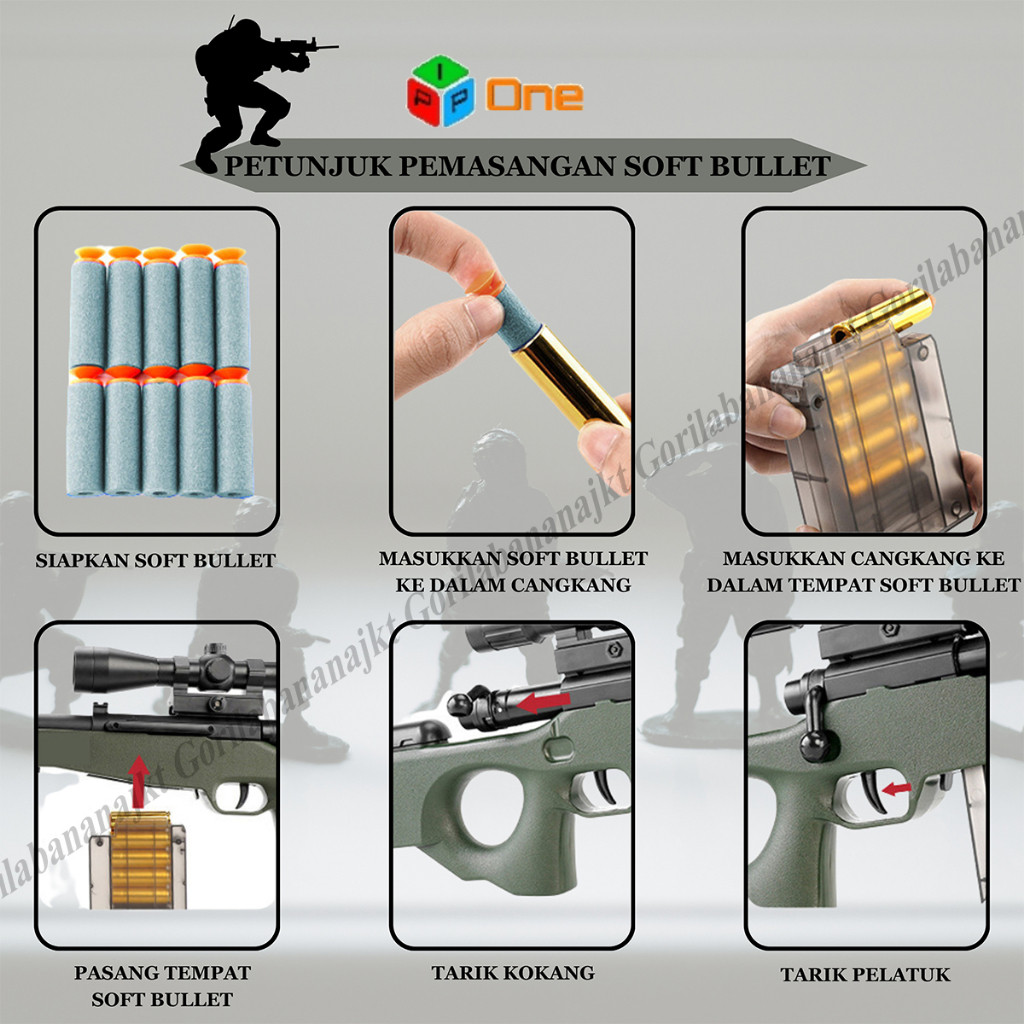 Mainan Anak AWM KAR98K Sniper Tembak Tembakan Peluru busa