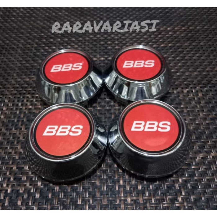 TERLARIS TERLARIS DOP RODA TUTUP VELG RACING KERUCUT CHROME BBS LOGO MERAH DIAMETER 6,5 CM HARGA 4