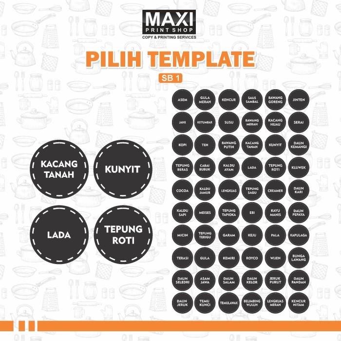 Stiker Bumbu Dapur Bulat / Label Nama Bumbu / Sticker Toples - Kiss Cut - Die Cut