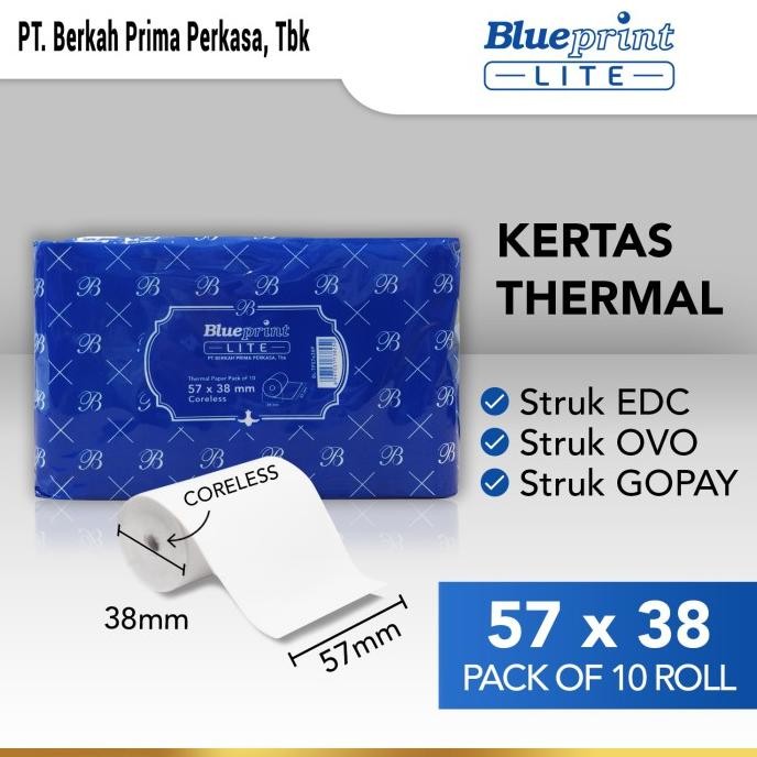 

KERTAS THERMAL BLUEPRINT LITE 57x38 , 57x38os - 1 Pack isi 10 roll