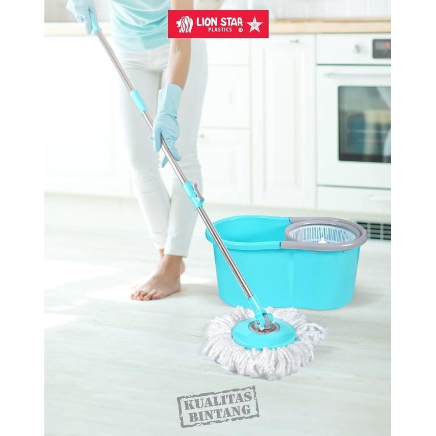 Lion Star Spin Mop Pel Lantai Putar Kain Ember Lantai Pembersih Rumah Dillamelinda