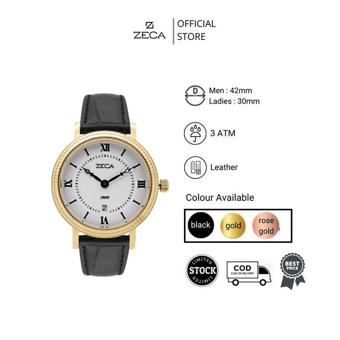 Sale Zeca Watches Jam Tangan Pria Leather Analog Original 333M Gold