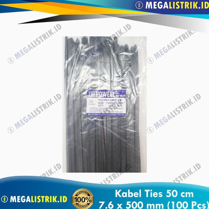 

TERMURAH - Powell Kabel Ties 50 CM (100 Pcs) Cable Tie 7.6 x 500 MM Putih / Hitam