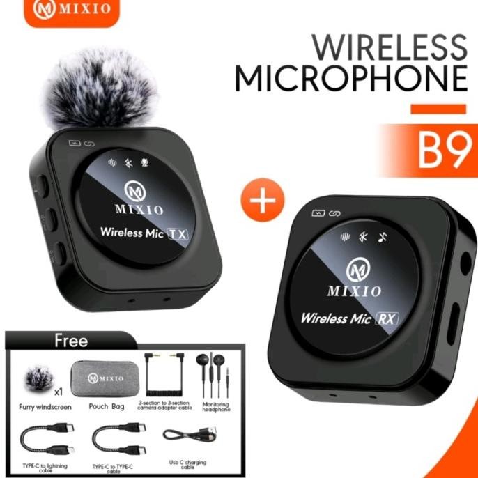 Grosir Mixio B9 Wireless Microphone Mic Wireless Live Clip On Hp Camera