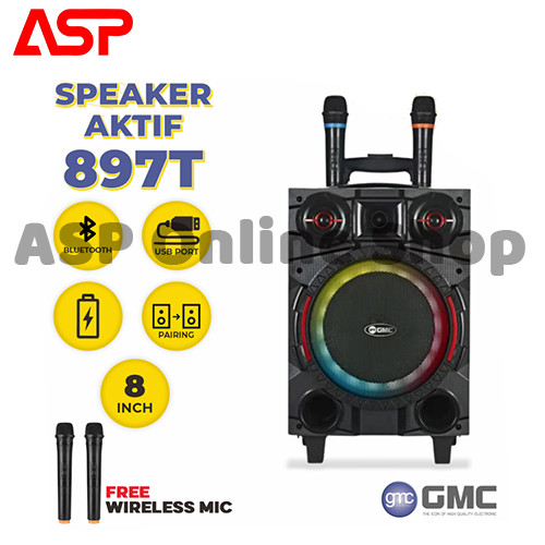 GMC 897T Speaker Bluetooth Portable 8 inch Karaoke