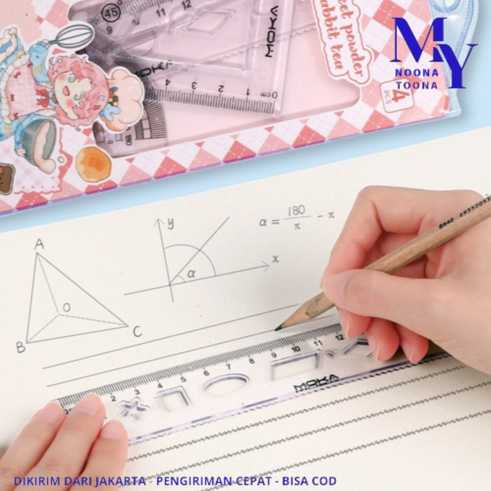 

Penggaris Sekolah Set 4 In 1 Ukuran 20Cm Penggaris Lentur Bening Transparan