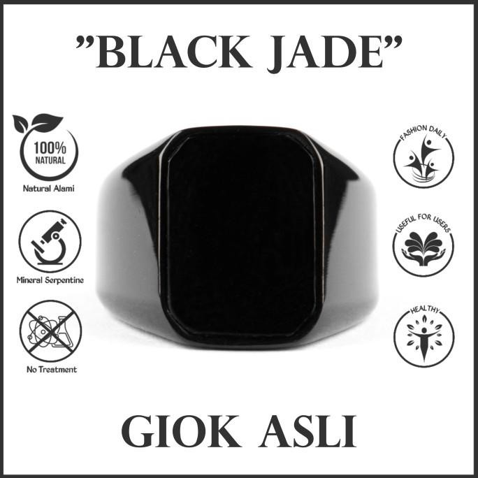 Cincin Batu Kesehatan Keren Natural Black Jade Asli Aceh