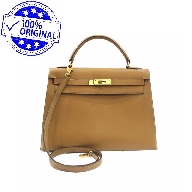 Preloved Hermes Kelly 32 K32 Vintage Natural Box Leather GHW #X ️