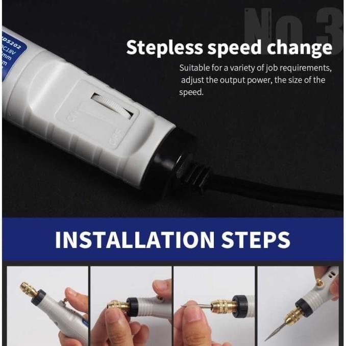 Mini Bor Listrik Tangan Dremel Bor Ukir Grinding Polishing Drill Tool