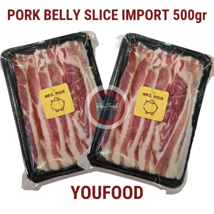 

PORK BELLY SLICE IMPORT SPAIN / SAMGYEOPSAL SPAIN /SAMCHAN SLICE 500GR