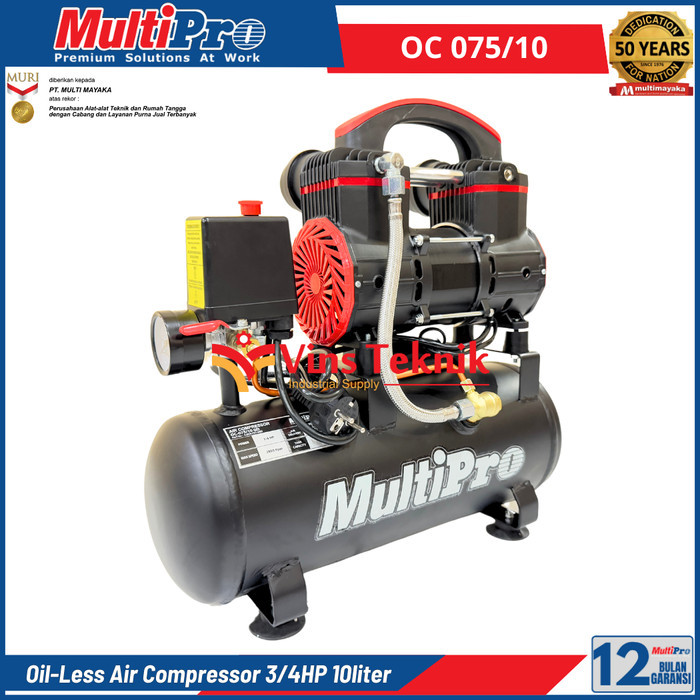 Multipro OC0 75/10 Oilless Compressor Mesin Kompresor Angin Silent 3/4HP 10L OC075/10